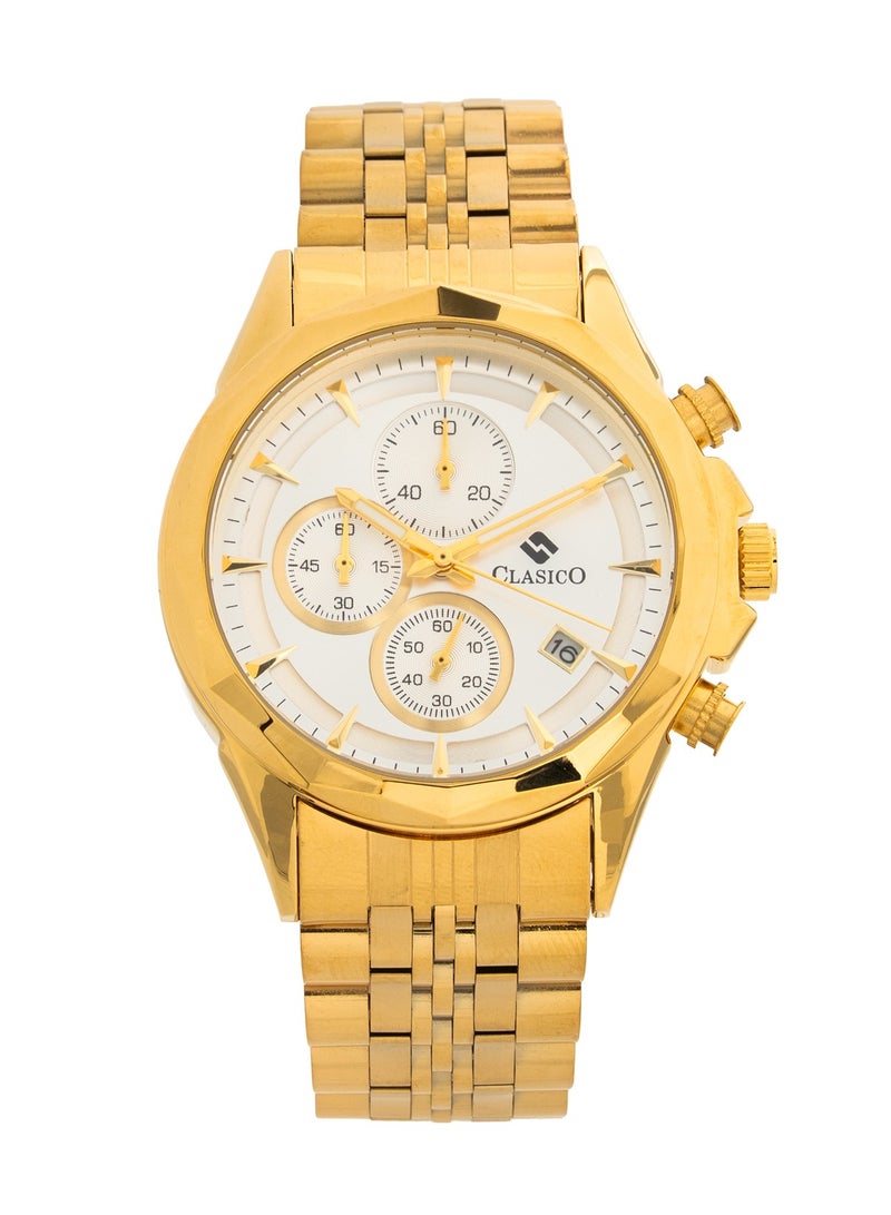 Clasico Luxe Men’s Chronograph Wrist Watch | Gold Bracelet | Luxury Analog Watch for Men - Image 1